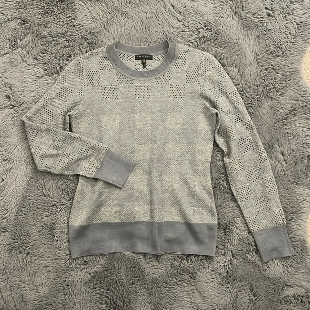 Rag & Bone Gray Plaid Charlotte Crew Sweater